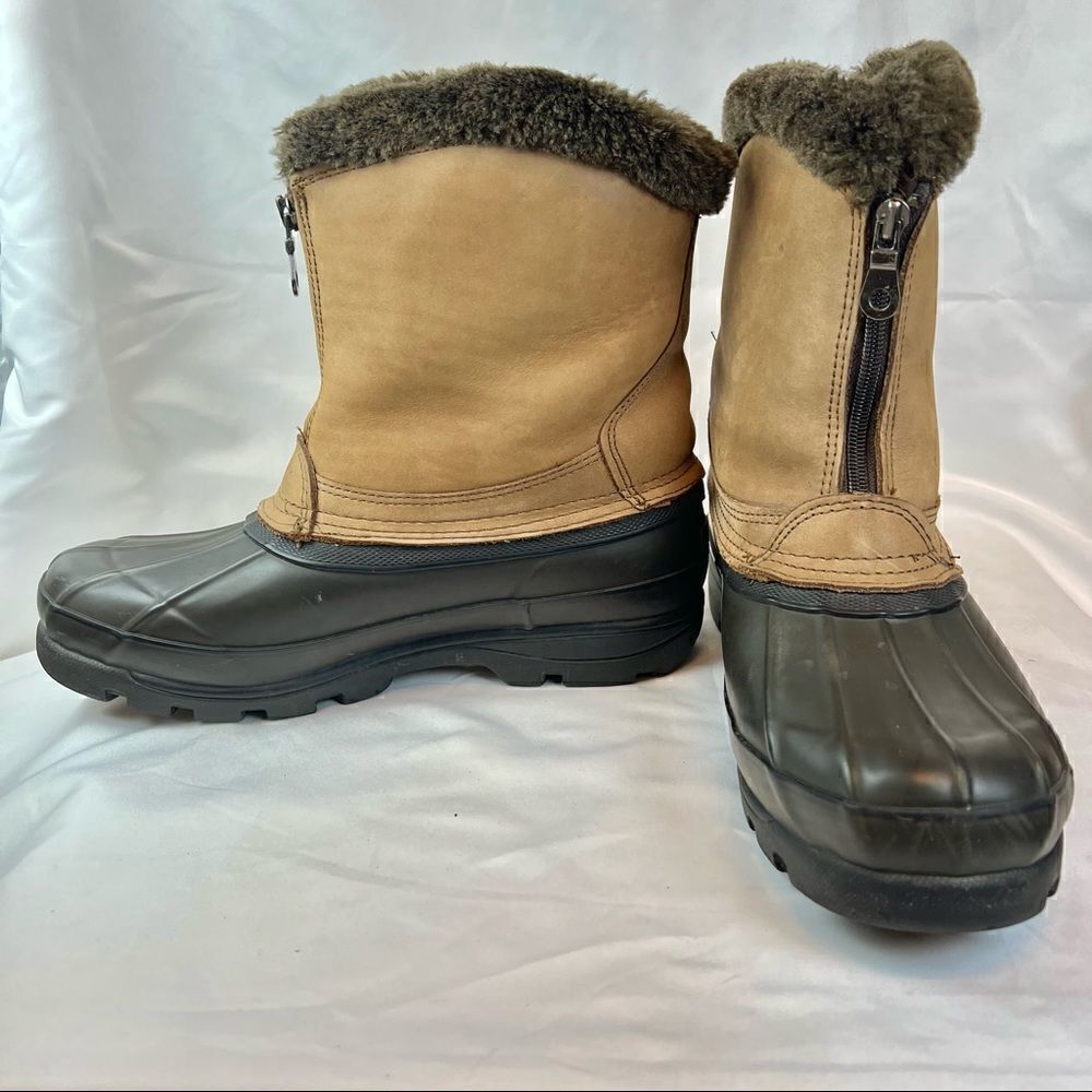 Bass Kodiak Winter Snow Duck Boots Nubuck Faux Fur Plaid Womens 9M